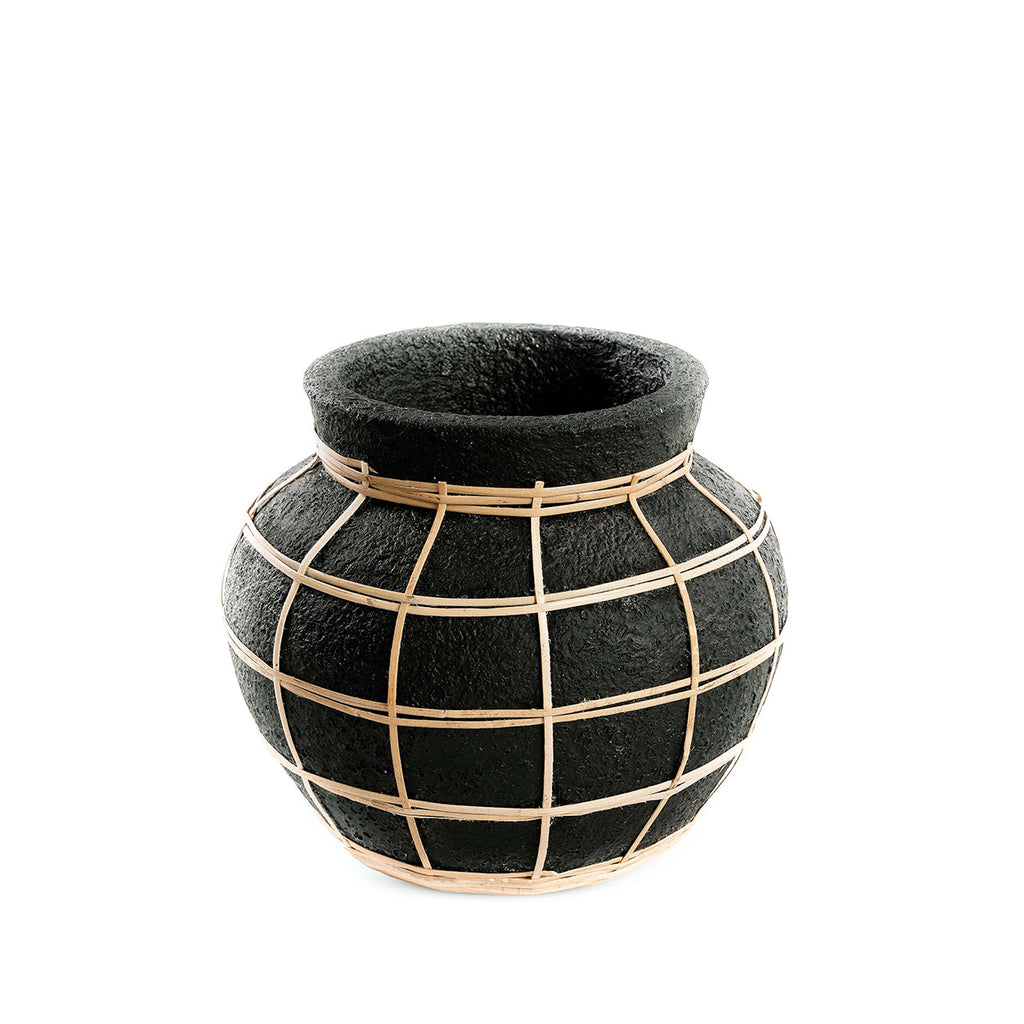 Vase Belly en terre cuite et rotin 25 cm