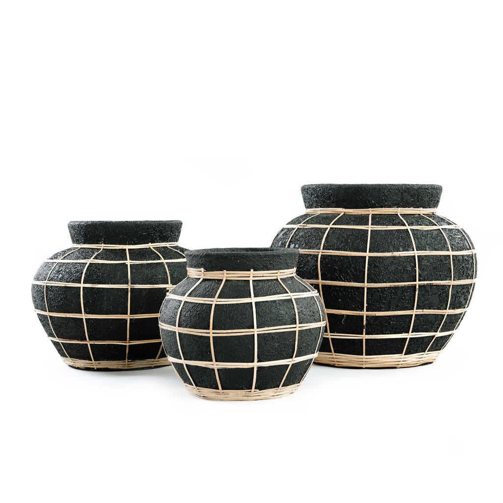 Vase Belly en terre cuite et rotin 29 cm, vue 5
