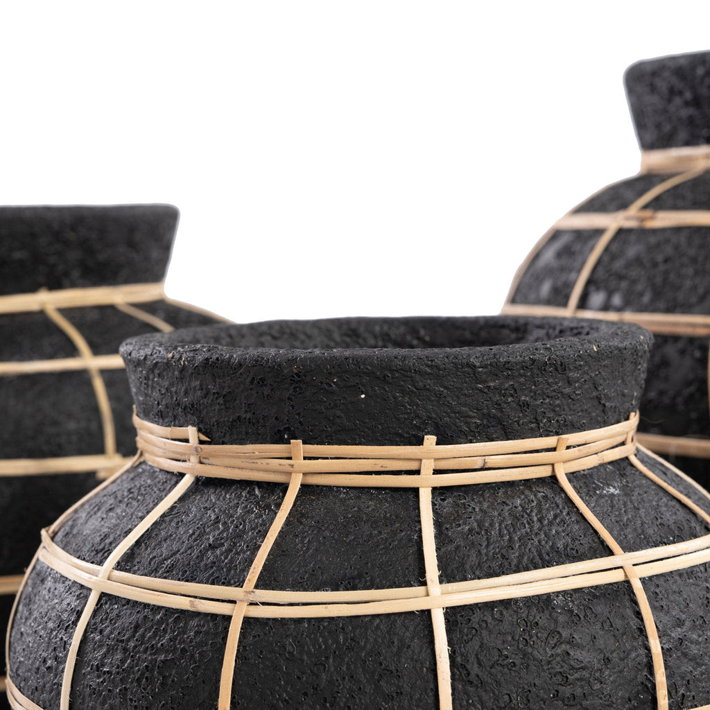 Vase Belly en terre cuite et rotin 29 cm, vue 6