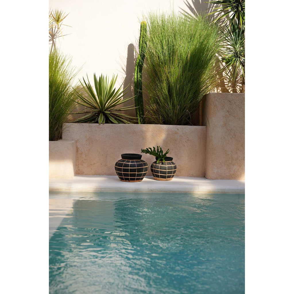 Vase Belly en terre cuite et rotin 33 cm, vue 3