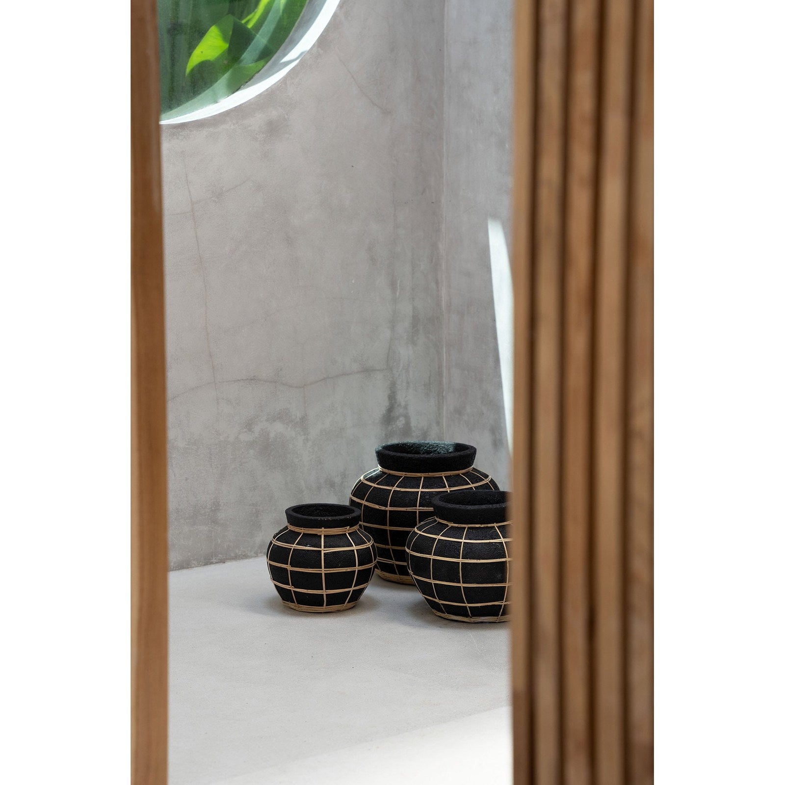 Vase Belly en terre cuite et rotin 33 cm, vue 4