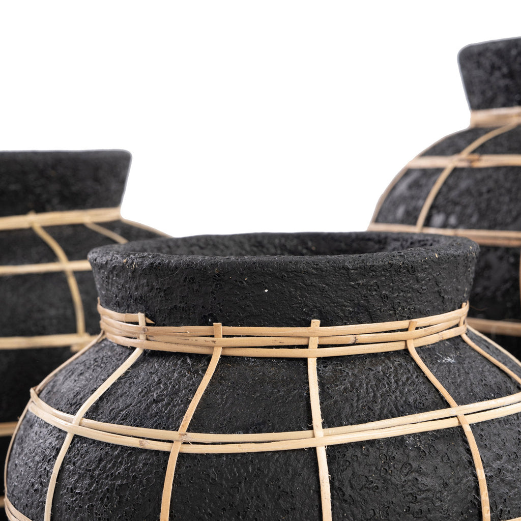 Vase Belly en terre cuite et rotin 33 cm, vue 5