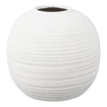 Vase boule céramique blanc strié horizontal ø30 cm vue de face fond blanc