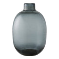 Vase bouteille verre soufflé fumé noir bulles ø23 cm vue de face fond blanc