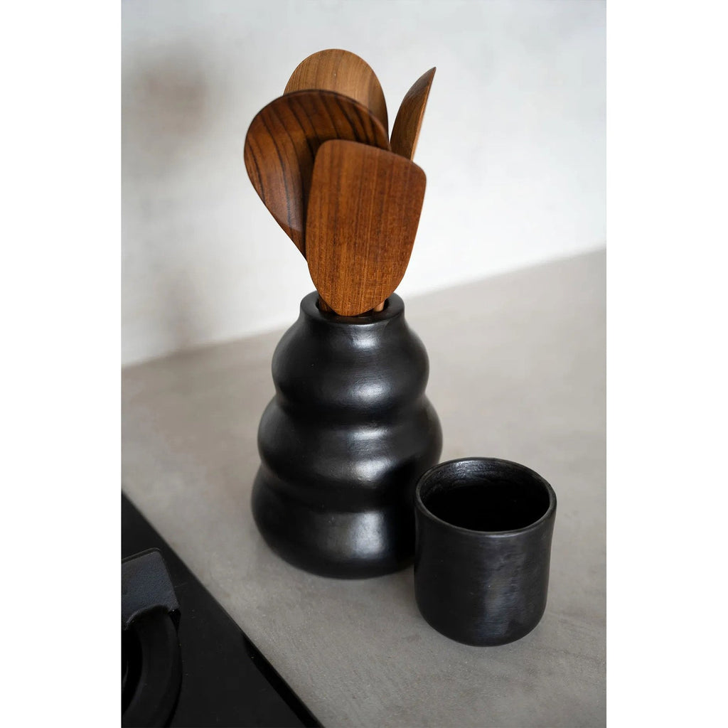 Vase Burned en terre cuite noire 17 cm, vue 4
