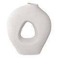 Vase céramique blanc mat anneau ajouré organique 24x10,5x27,8 cm fond blanc