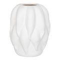 Vase céramique blanc mat relief organique ondulé 19,5x26 cm vue de face fond blanc