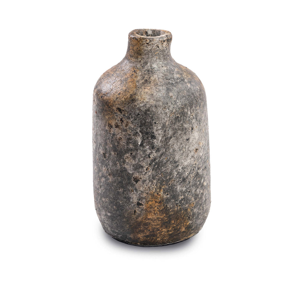 Vase Classy en terre cuite grise et rotin 24 cm