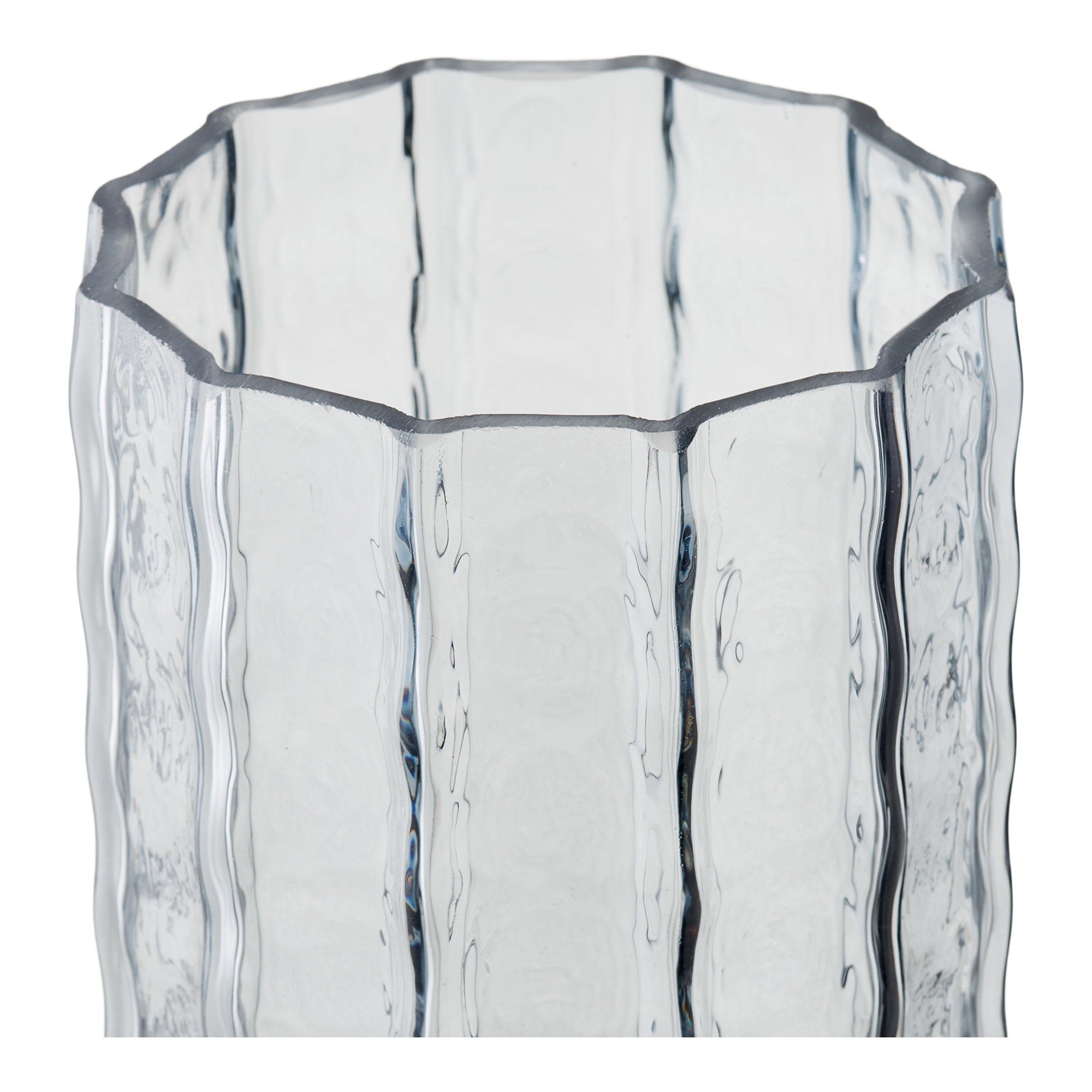 Vase côtelé verre soufflé fumé vue de face