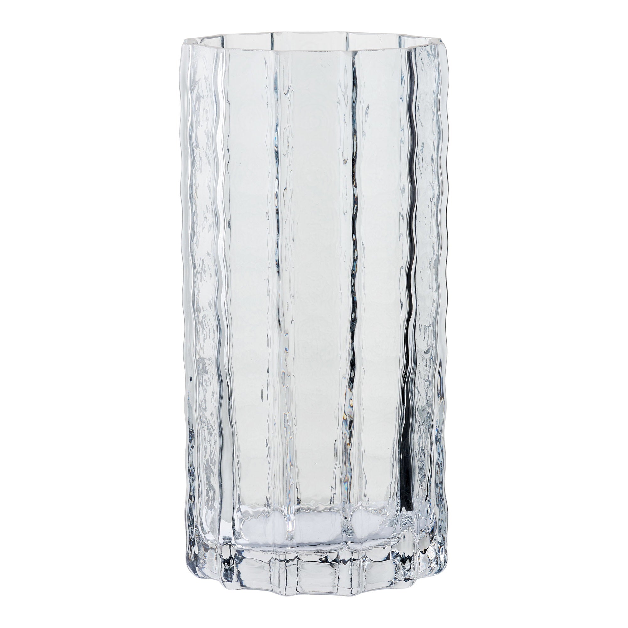 Vase côtelé verre soufflé fumé