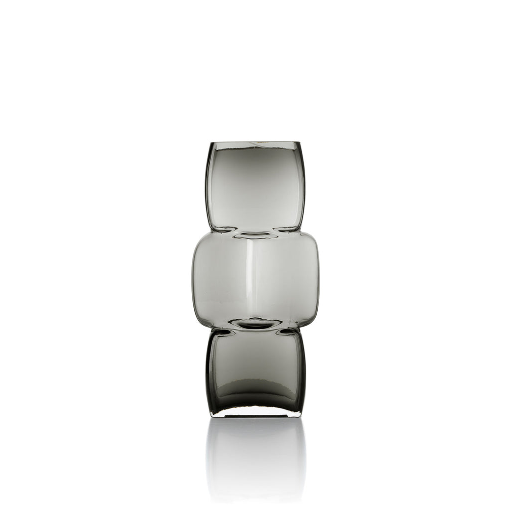 Vase Cubes en verre recyclé gris 27 cm