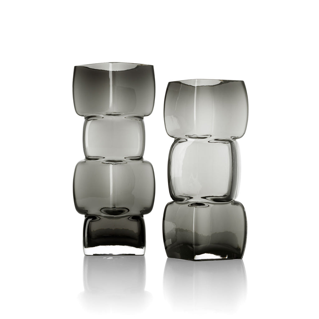 Vase Cubes en verre recyclé gris 30 cm, vue 4