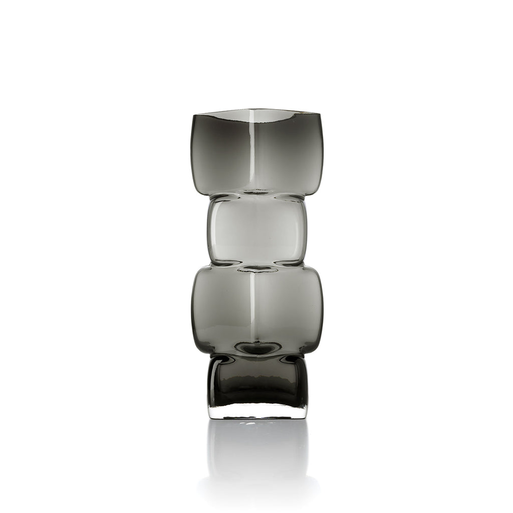 Vase Cubes en verre recyclé gris 30 cm