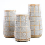 Vase Cutie en terre cuite grise et raphia 22 cm, vue 6