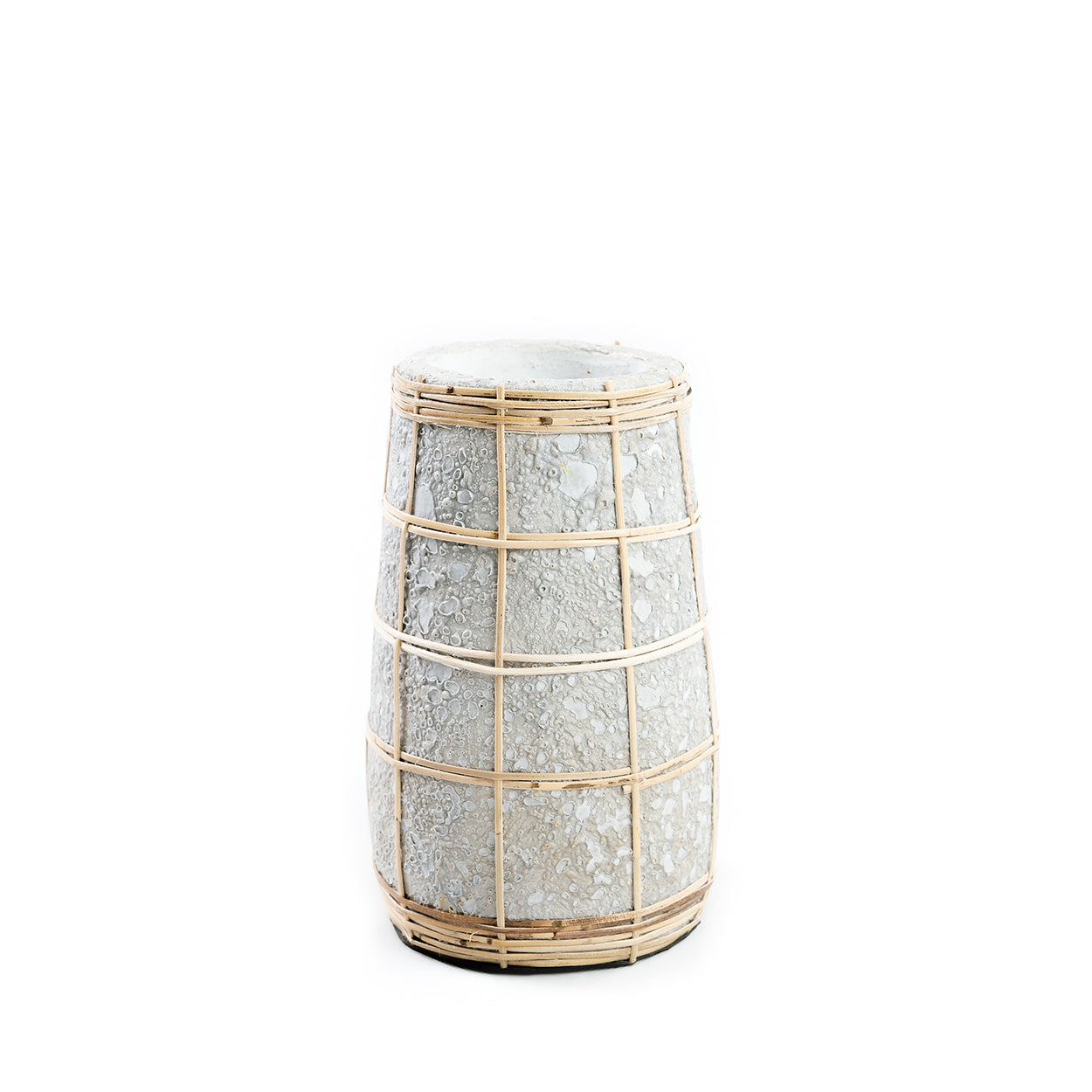 Vase Cutie en terre cuite grise et raphia 22 cm