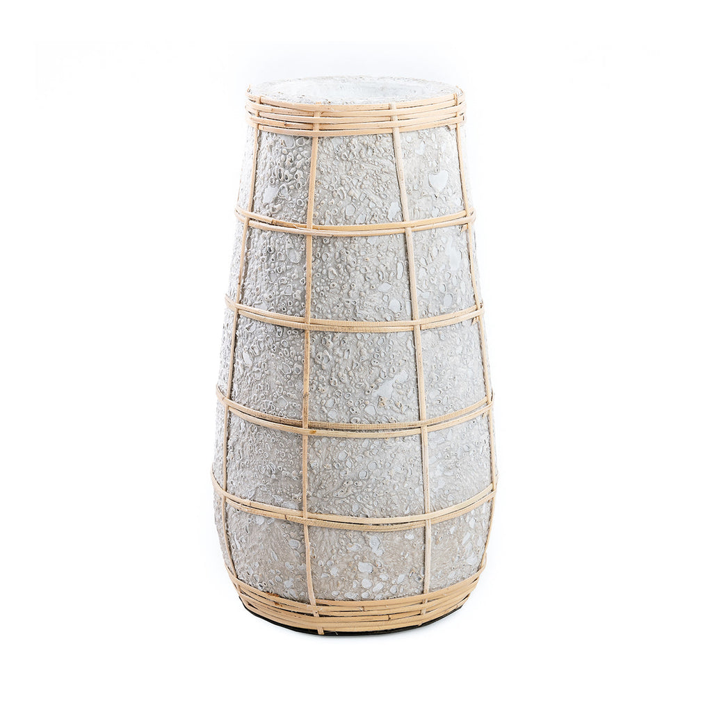 Vase Cutie en terre cuite grise et raphia 31 cm