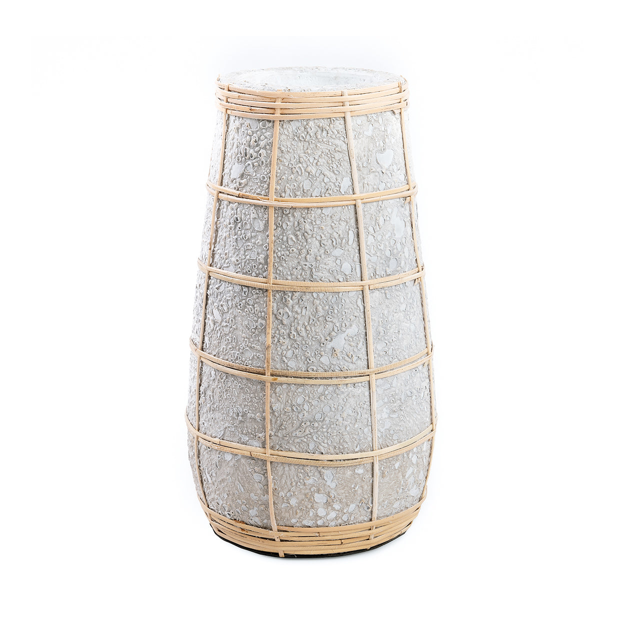 Vase Cutie en terre cuite grise et raphia 31 cm