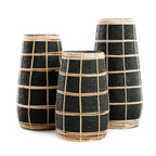 Vase Cutie en terre cuite noire et raphia 22 cm, vue 4