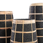 Vase Cutie en terre cuite noire et raphia 22 cm, vue 5