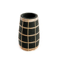 Vase Cutie en terre cuite noire et raphia 22 cm