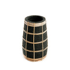 Vase Cutie en terre cuite noire et raphia 22 cm