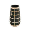 Vase Cutie en terre cuite noire et raphia 26 cm