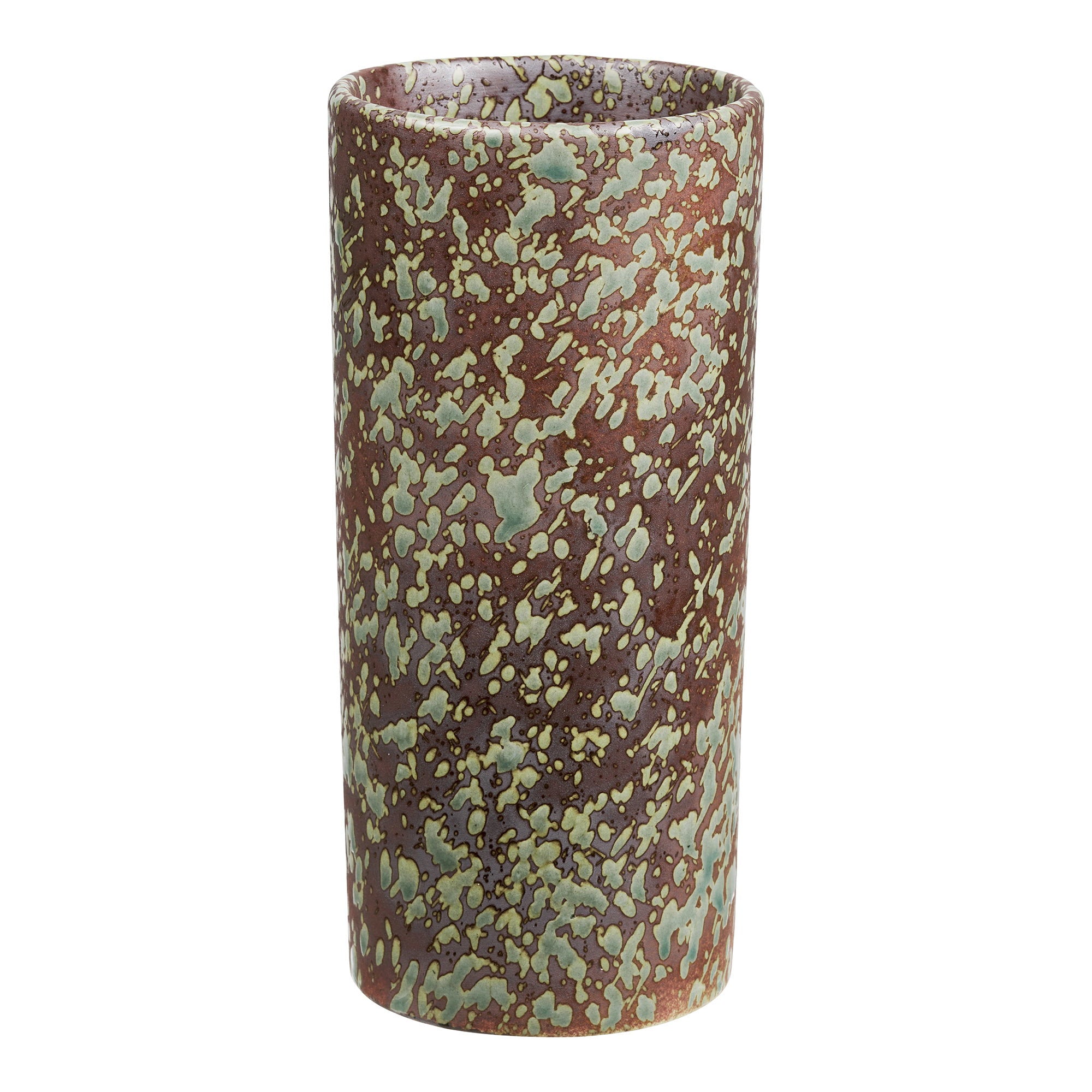 Vase cylindre céramique émaillée brun foncé