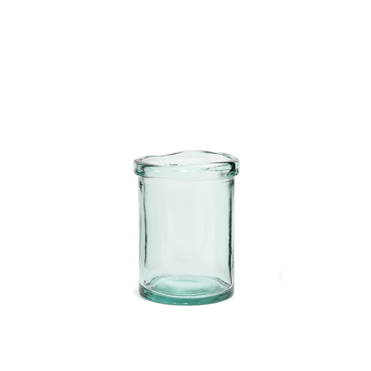 Vase cylindre Jiandan H 20 cm en verre recyclé transparent au col roulé