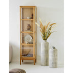 Vase Hou métal beige antique H60 et H78 cm pampa salon vitrine chêne style contemporain