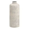 Vase décoratif Hou métal beige antique effet pierre bouteille H60,5 cm vue face fond clair