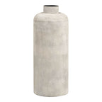 Vase décoratif Hou métal beige antique effet pierre bouteille H60,5 cm vue face fond clair