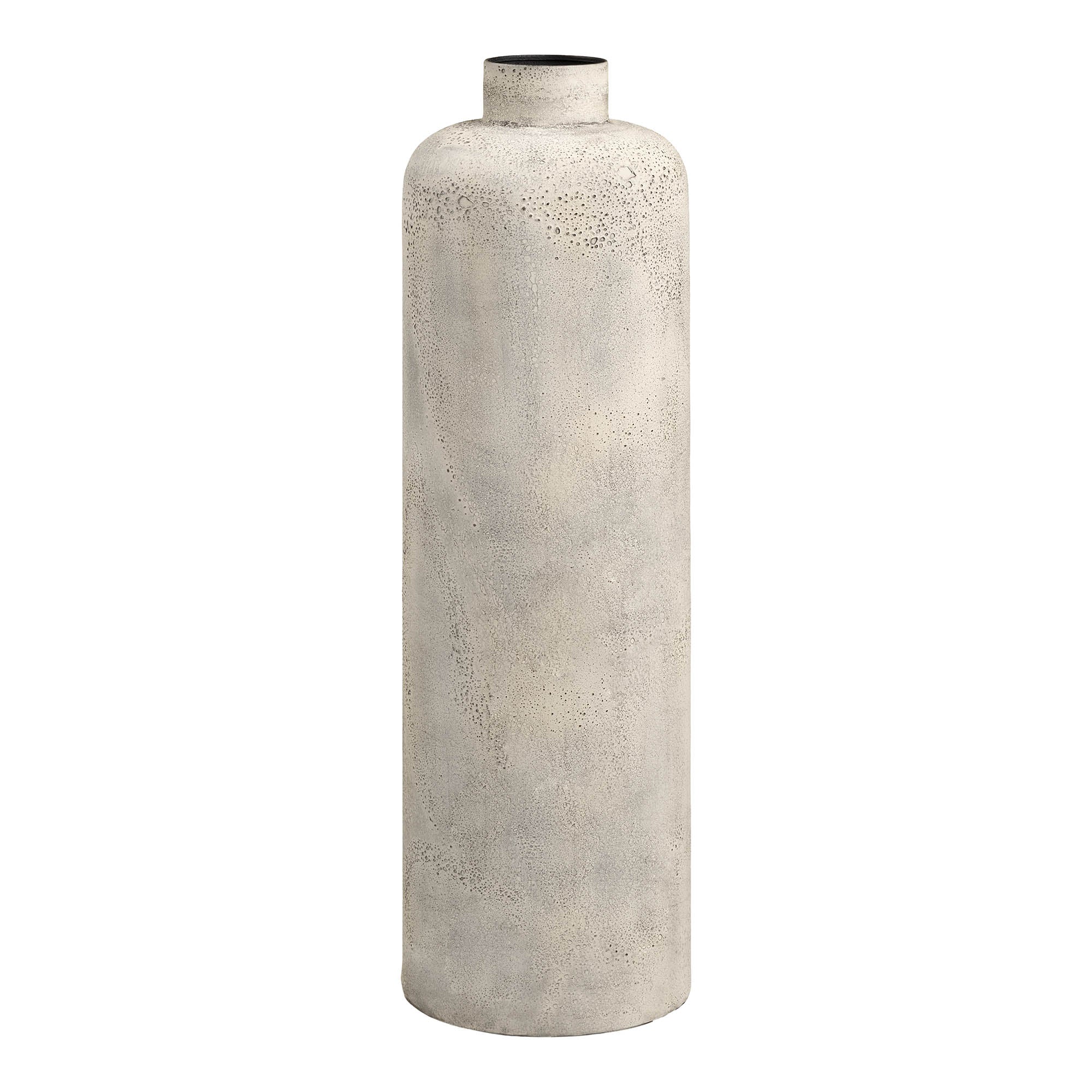 Vase décoratif Hou métal beige antique effet pierre bouteille XL H78,5 cm vue face fond clair