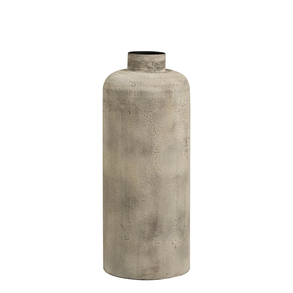 Vase bouteille Hou métal beige doré antique H60,5 cm vue de face lumière chaude