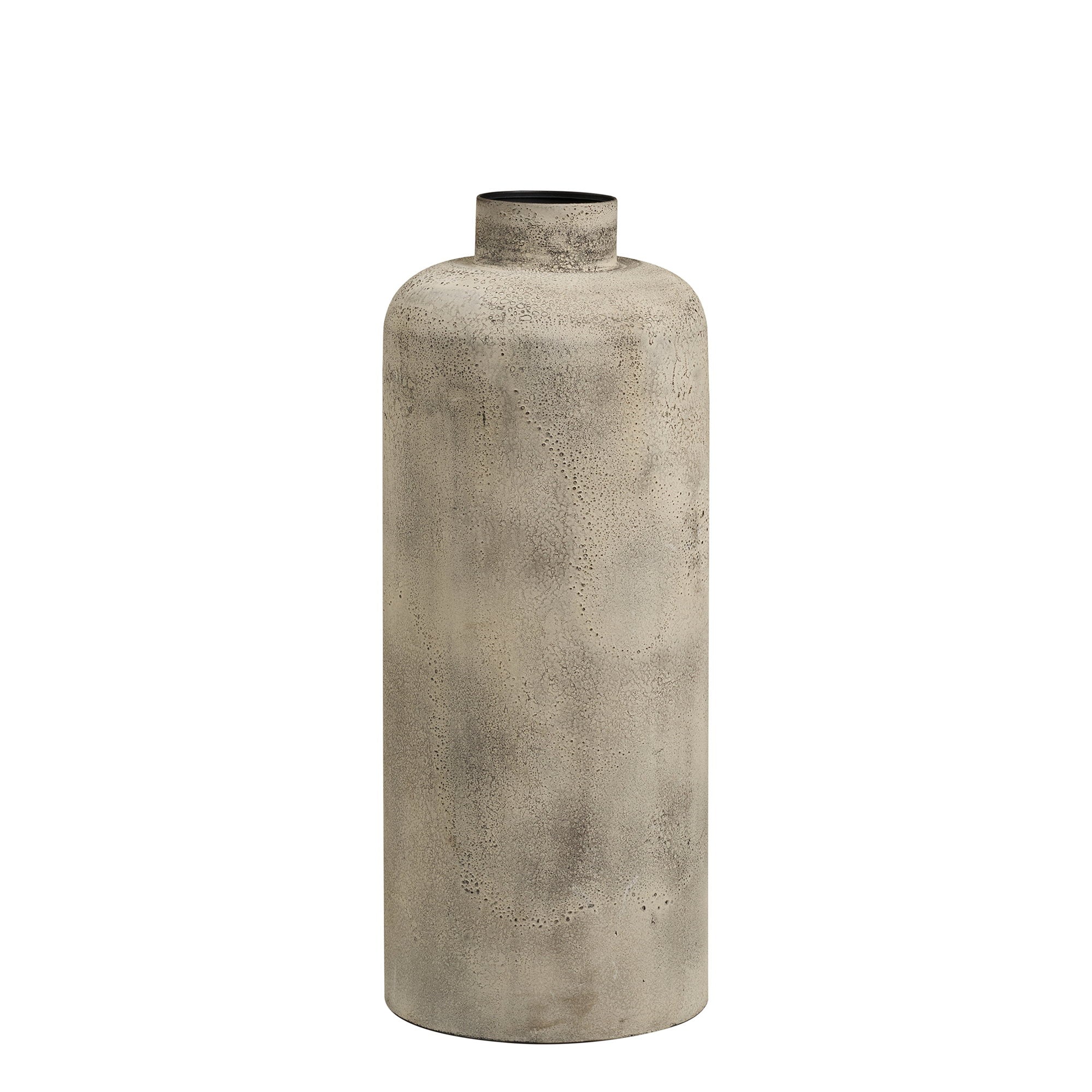 Vase bouteille Hou métal beige doré antique H60,5 cm vue de face lumière chaude