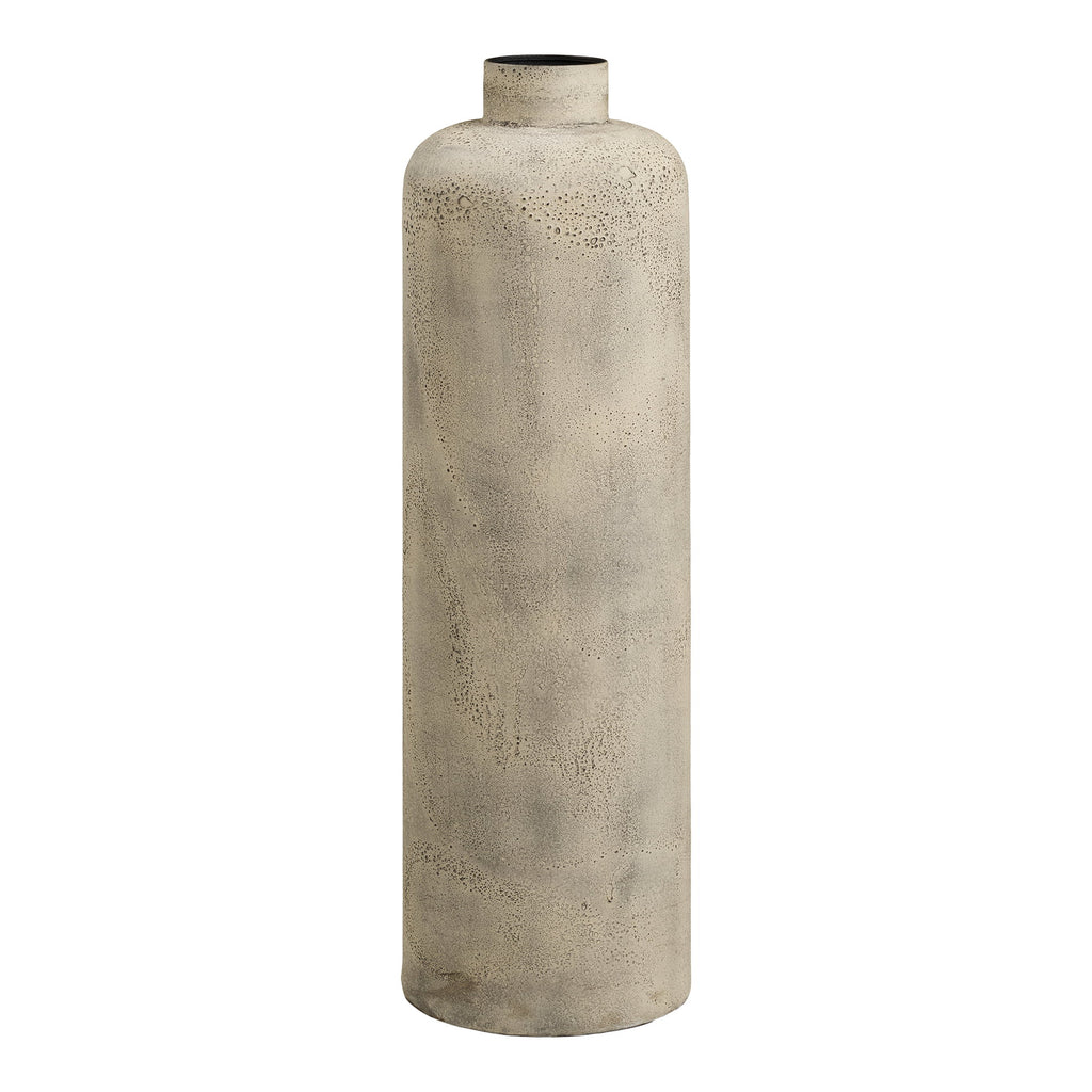 Vase bouteille Hou métal beige doré antique H78,5 cm vue de face lumière chaude