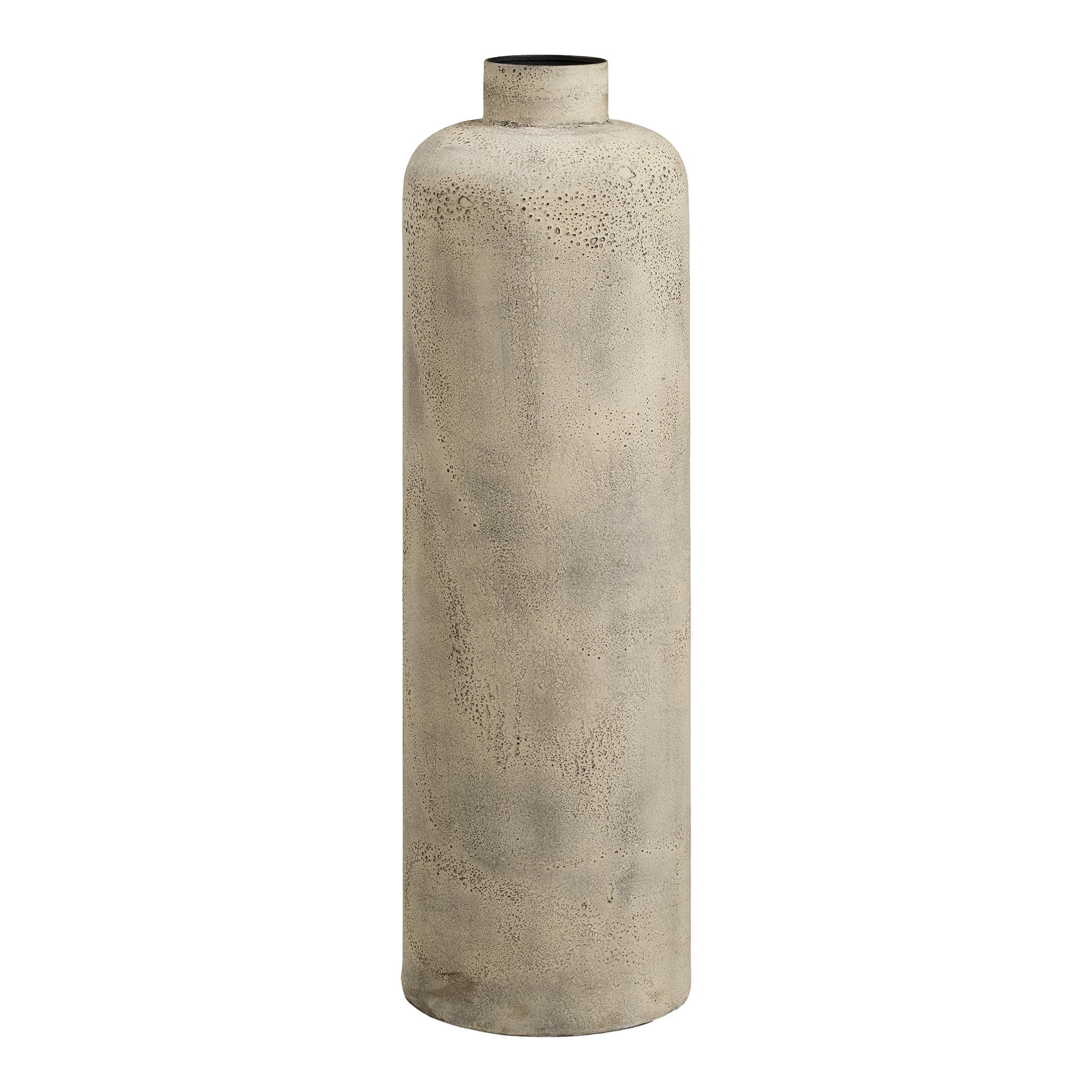 Vase bouteille Hou métal beige doré antique H78,5 cm vue de face lumière chaude