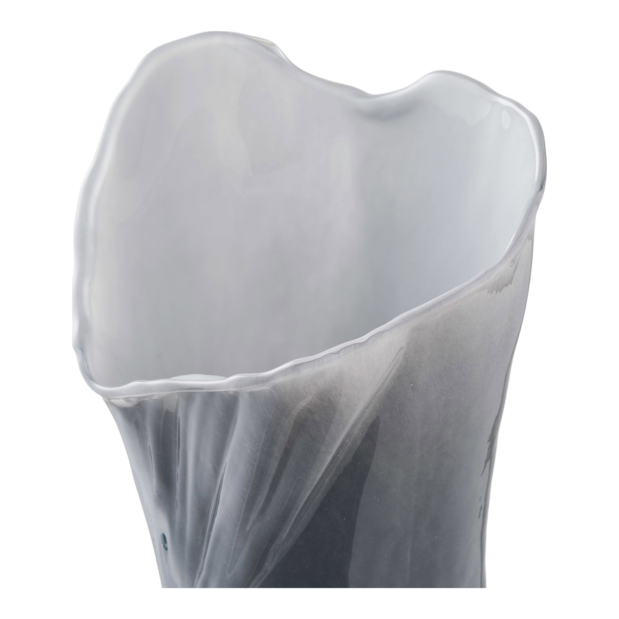 Vase drapé verre soufflé gris vue de face