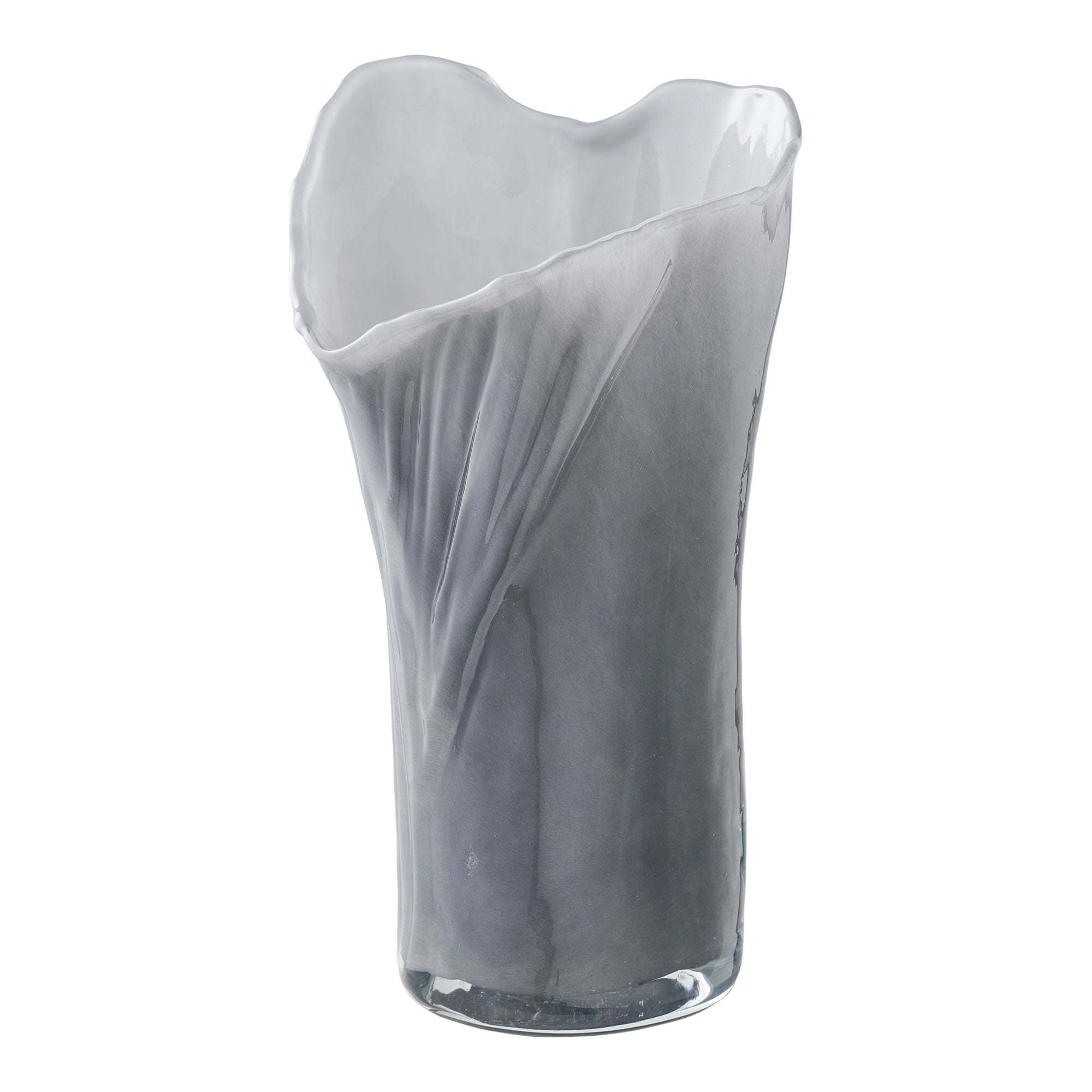 Vase drapé verre soufflé gris