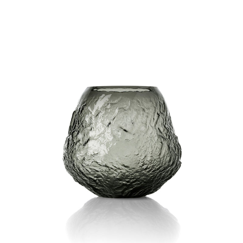 Dimensions Vase Earth Crater en verre noir 26 cm
