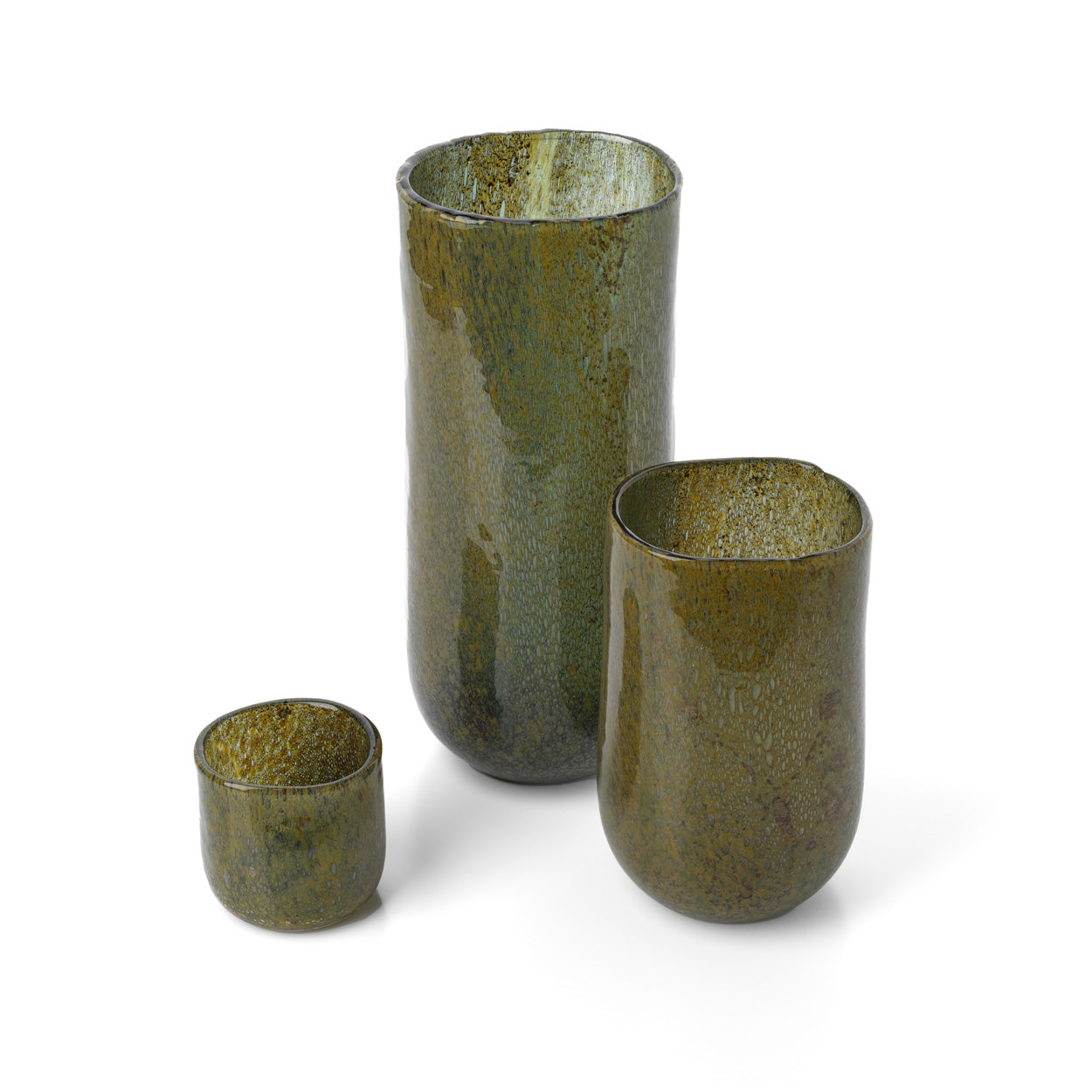 Vase Forest en verre vert olive 33 cm, vue 5