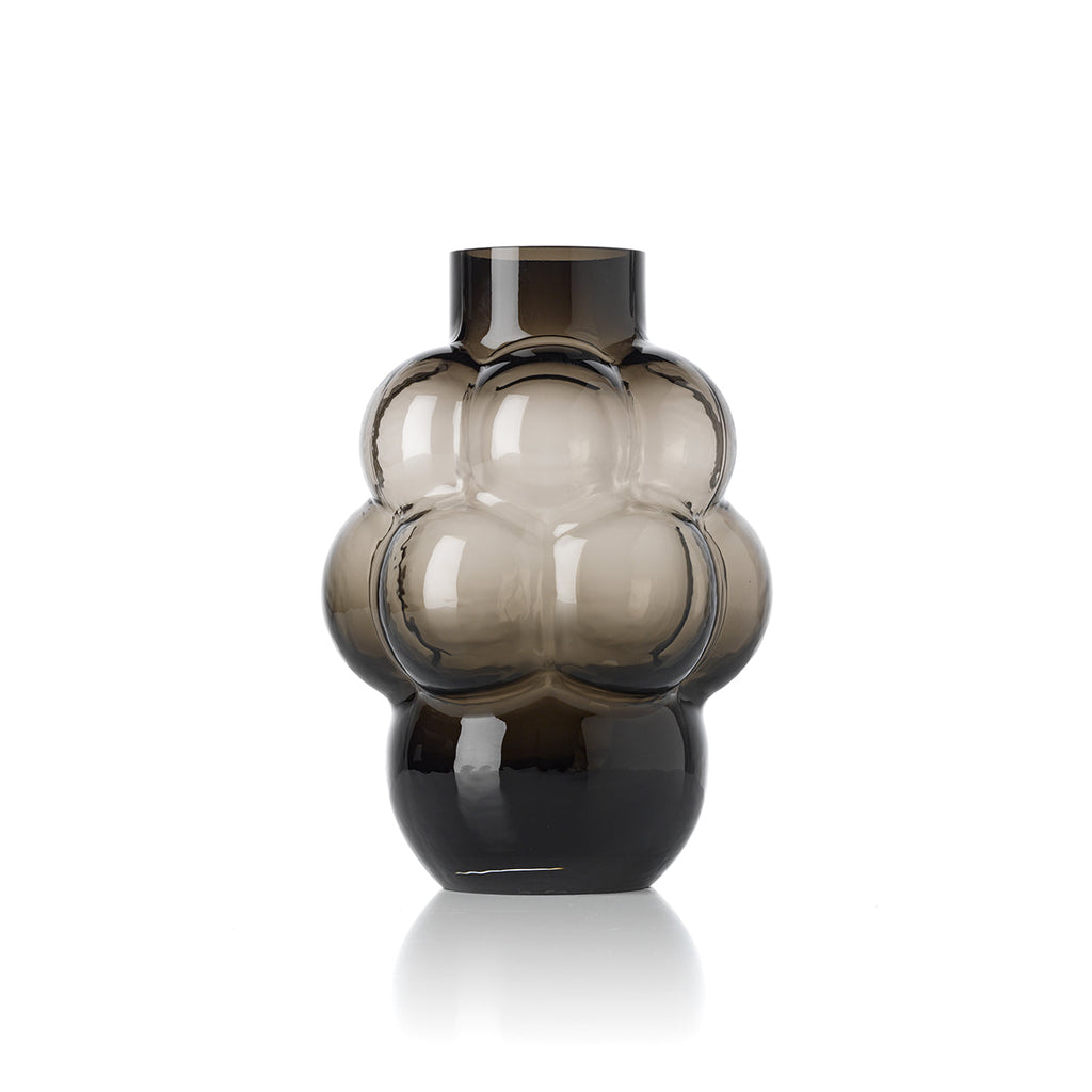 Vase Grape en verre recyclé gris 25 cm