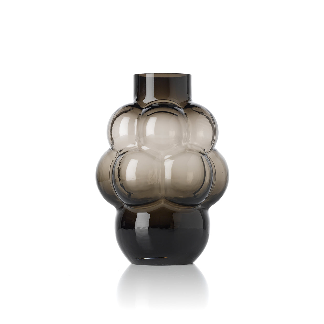 Vase Grape en verre recyclé gris 25 cm
