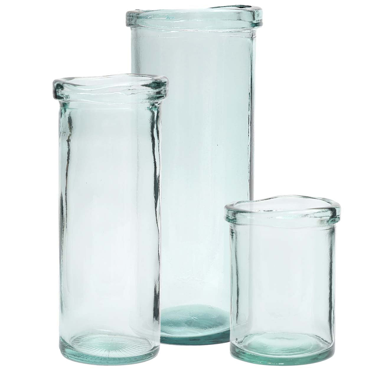 Vase Jiandan en verre recyclé transparent 20 cm en situation