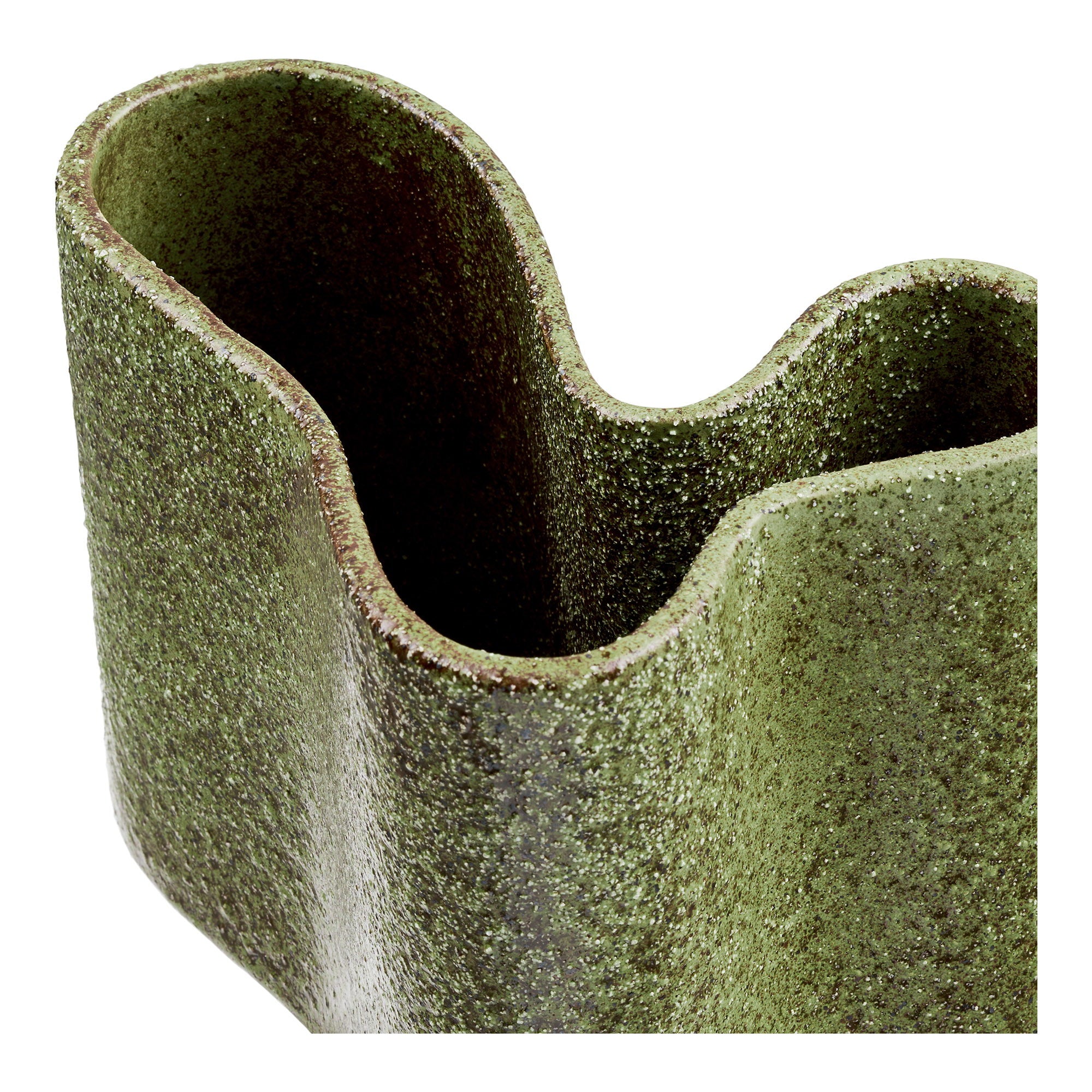 Vase organique céramique vert forêt vue de face