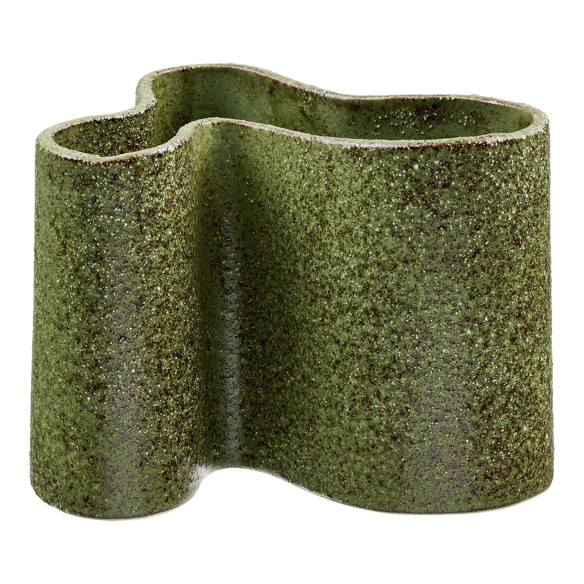 Vase organique céramique vert forêt