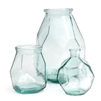 Vase Origami rond en verre recyclé transparent 18 cm en situation