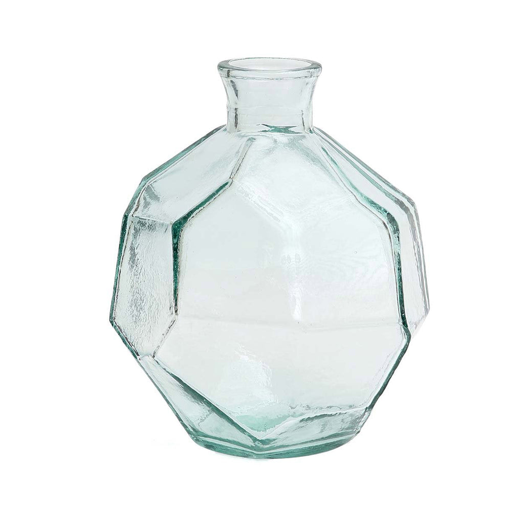 Vase Origami rond en verre recyclé transparent 18 cm, vue 4