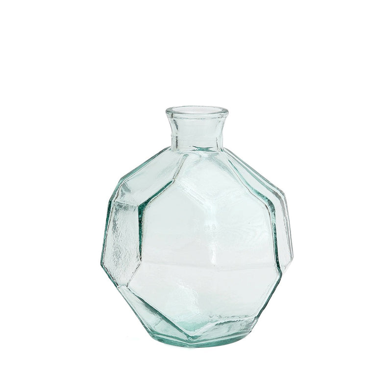 Dimensions Vase Origami rond en verre recyclé transparent 18 cm
