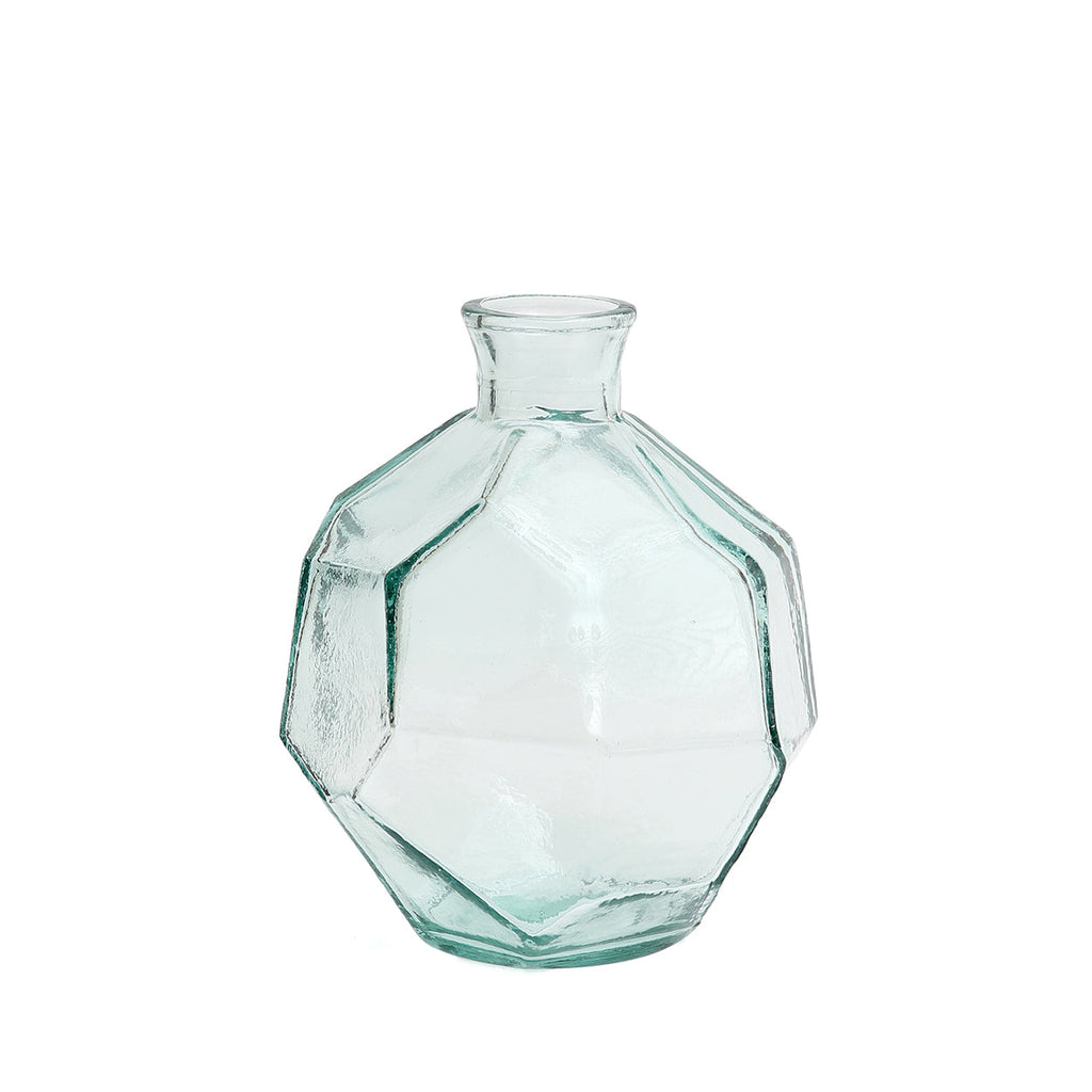 Vase Origami rond en verre recyclé transparent 18 cm