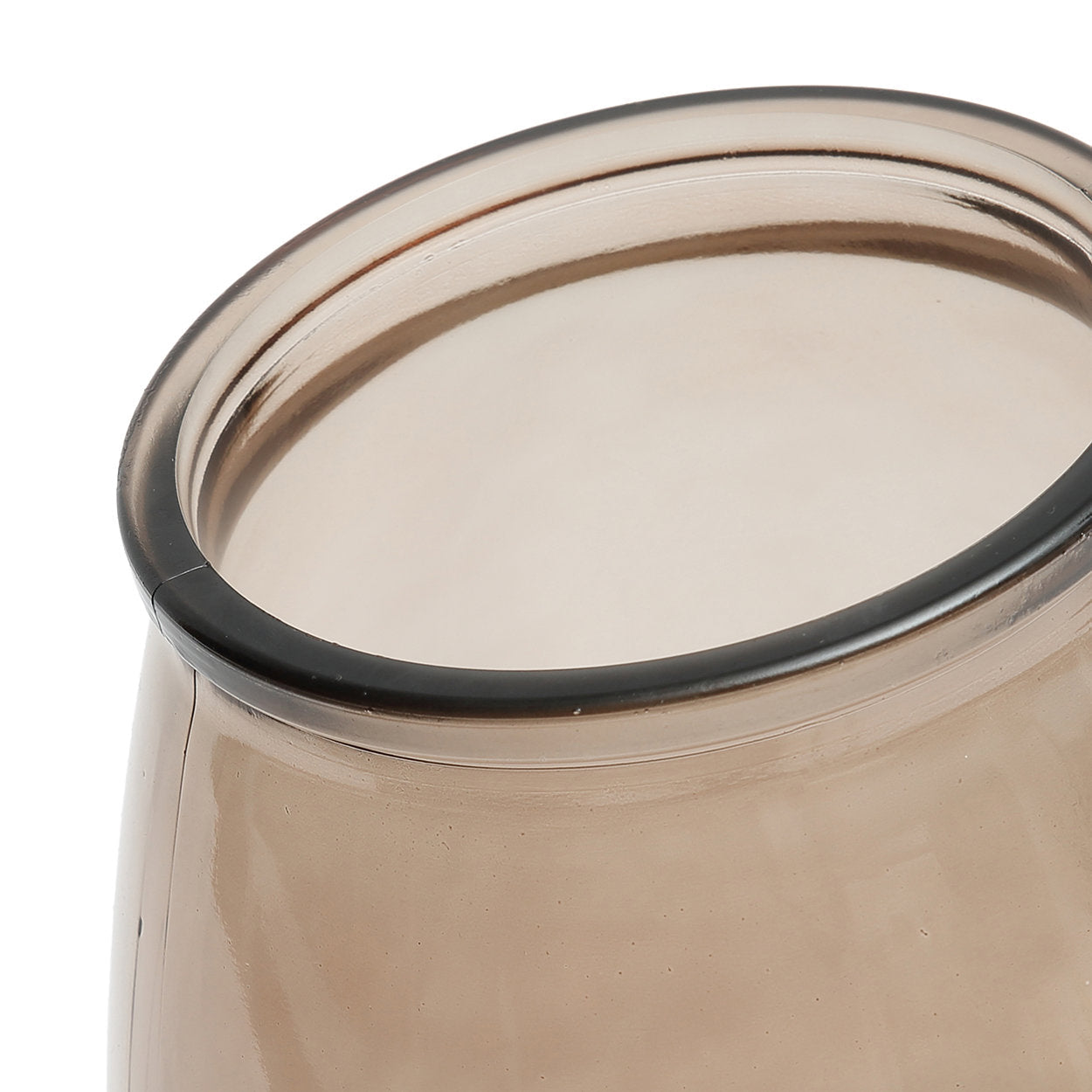 Vase Qiezi en verre recyclé beige fumé 23 cm, vue 3